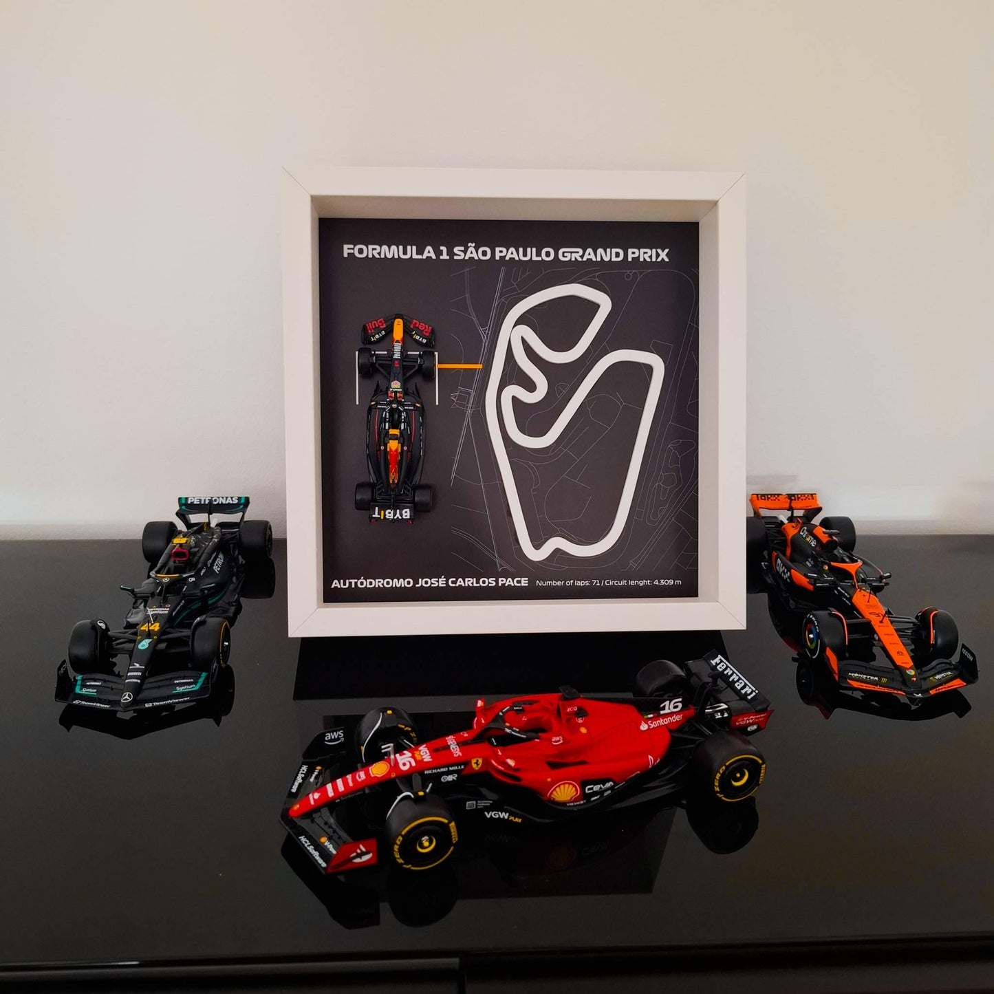 F1 Sao Paulo - Jose Carlos okvir: pleksiglas 3D staza s Formula 1 modelom