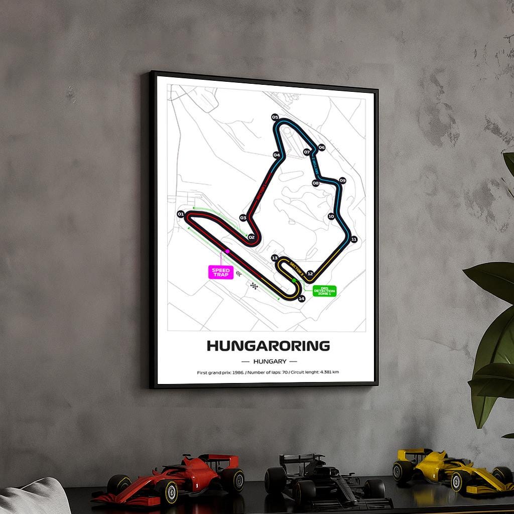 Uokvireni Hungaroring F1 Poster (50x70cm)