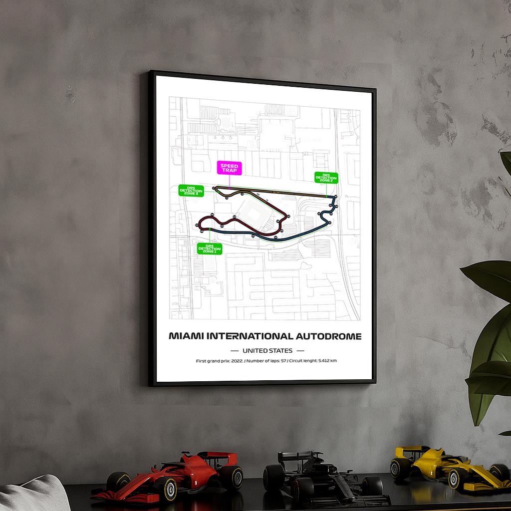 Uokvireni F1 Miami Grand Prix Poster (50x70cm)