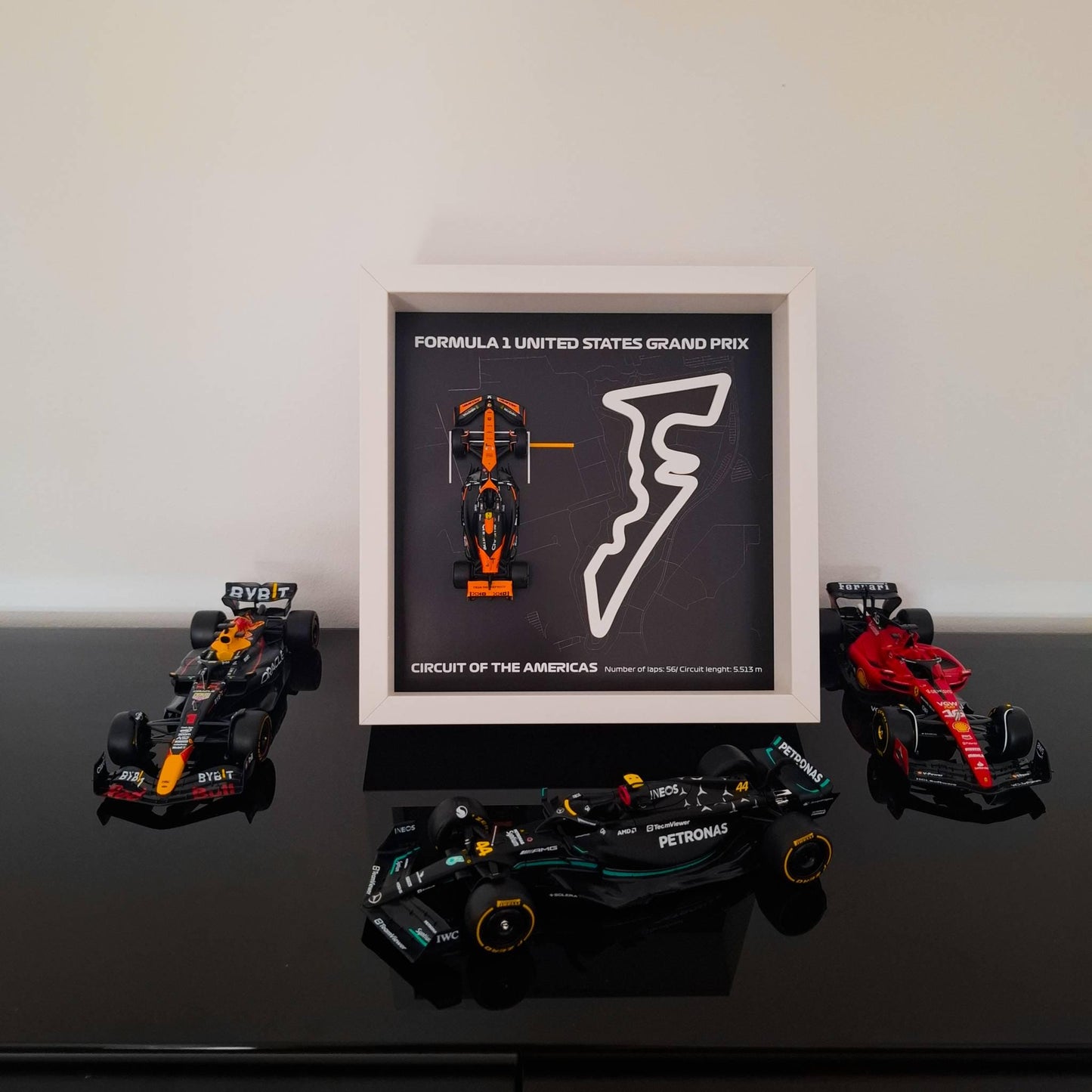 F1 United States (US) - Amerikas okvir: pleksiglas 3D staza s Formula 1 modelom