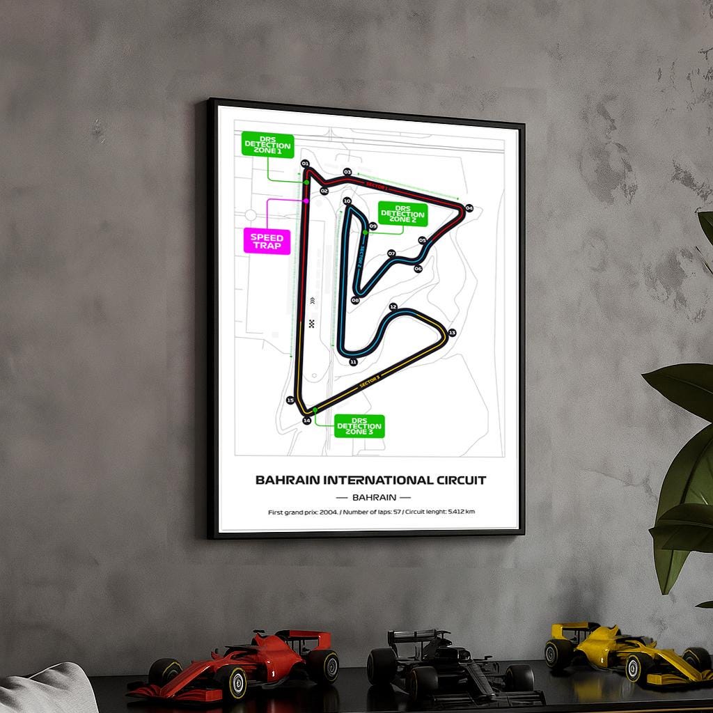 Uokvireni Bahrain Formula 1 Poster:  (50x70cm)