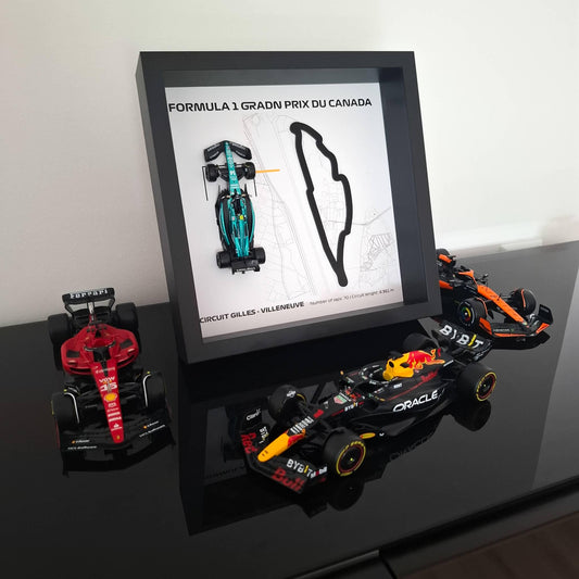 F1 Canada okvir: Canada staza, pleksiglas 3D staza s Formula 1 modelom