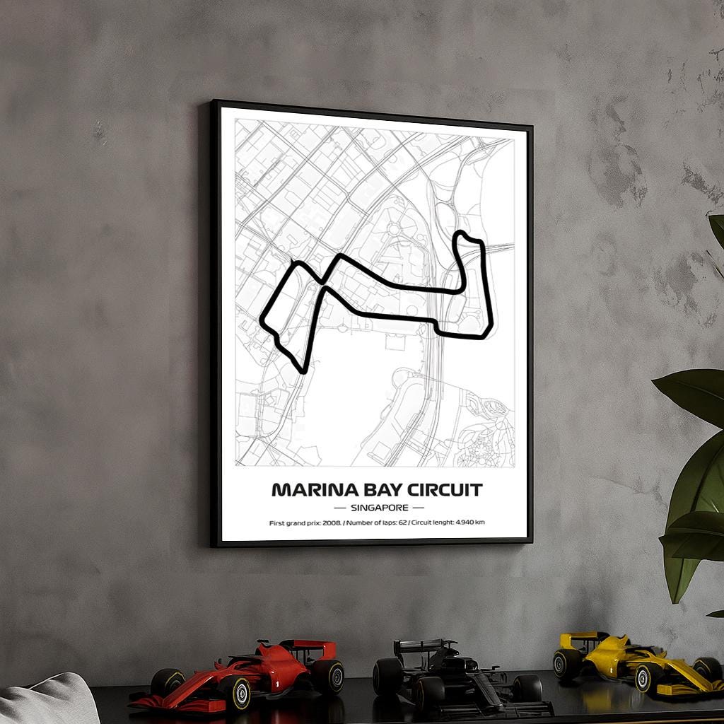 Uokvireni Formula 1 Marina Bay Poster: Singapore Grand Prix (50x70cm)
