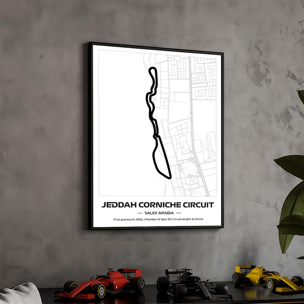 Uokvireni Formula 1 Jeddah Poster (50x70cm)