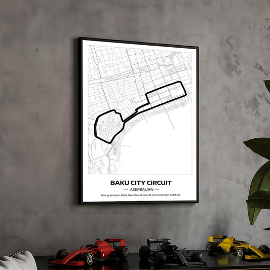 Uokvireni Baku City F1 Poster (50x70cm)