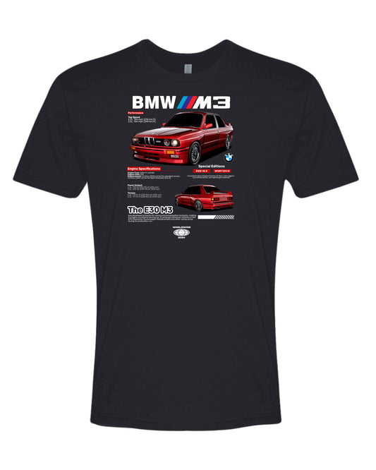 Bmw E30 M3 T-shirt (Various Colors and Sizes)