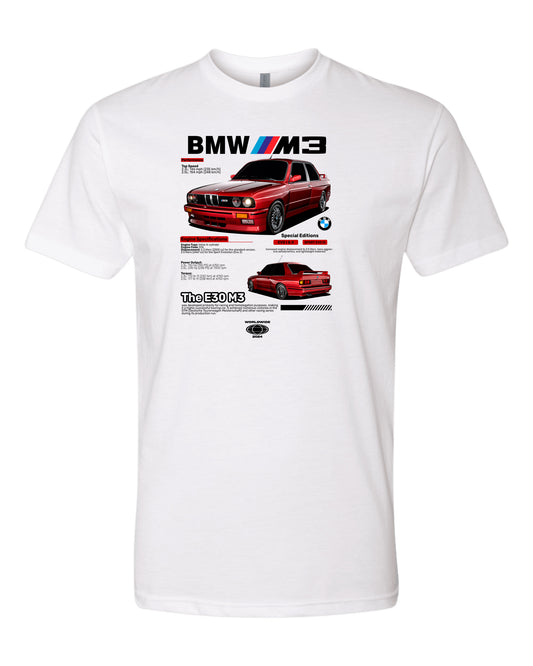 Bmw E30 M3 V2 T-shirt (Various Colors and Sizes)