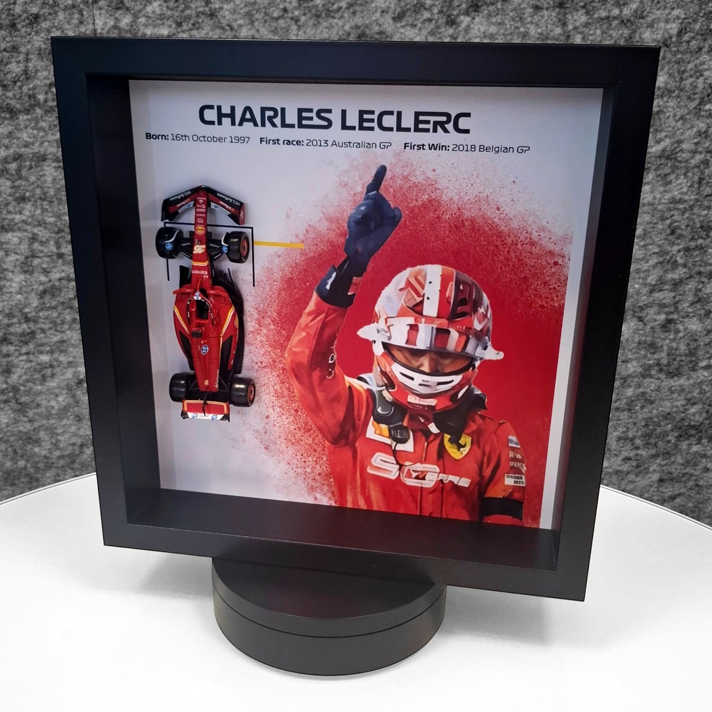 Charles Leclerc F1 Framed 3D Art: Formula One Ferrari Car Model
