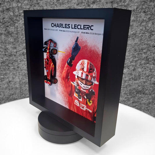 Charles Leclerc F1 Framed 3D Art: Formula One Ferrari Car Model