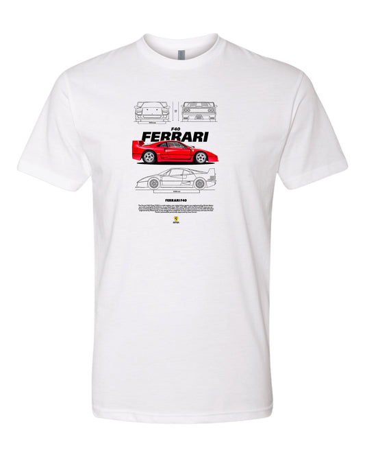 Ferrari F40 1 T-shirt (Various Colors and Sizes)