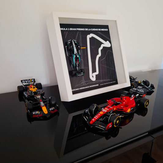 F1 Mexico - Hermanos Rodriguez okvir: pleksiglas 3D staza s Formula 1 modelom