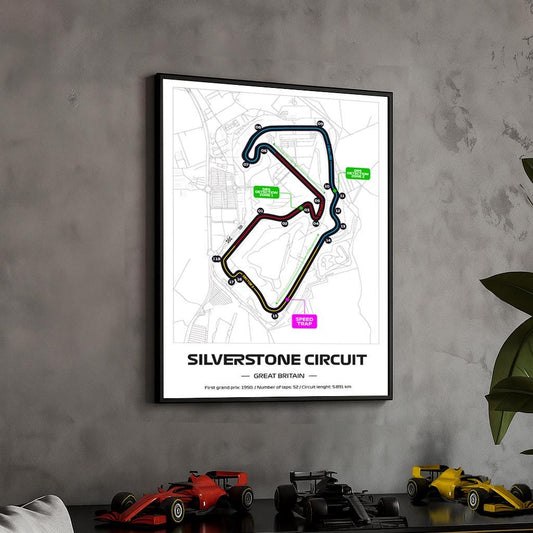 Uokvireni Silverstone F1 Poster (50x70cm)