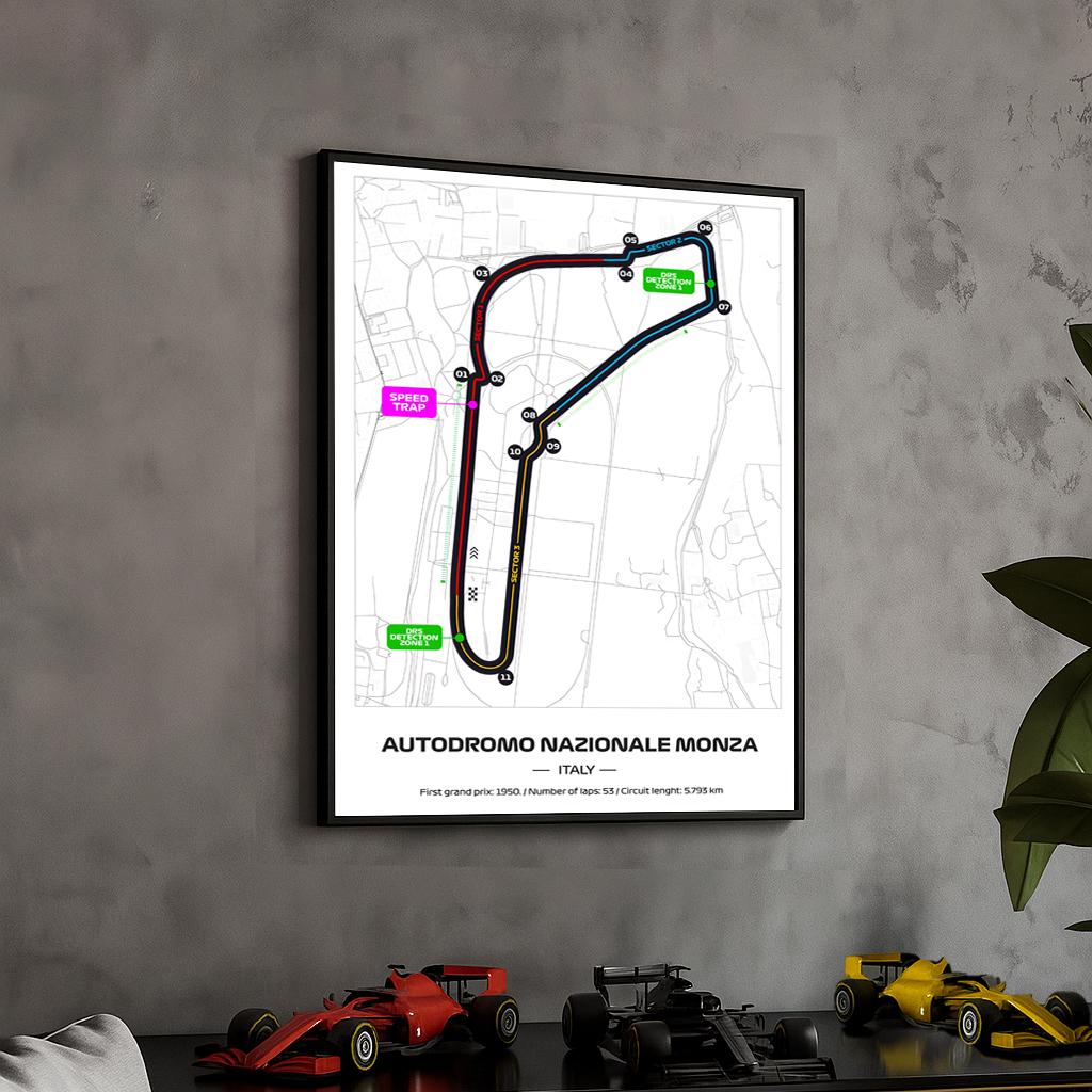Uokvireni Monza F1 Poster (50x70cm)