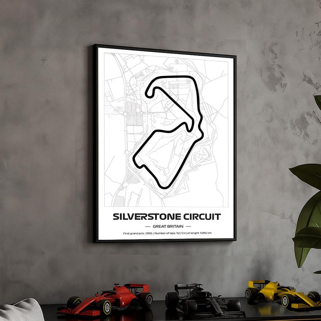 Uokvireni Silverstone F1 Poster (50x70cm)