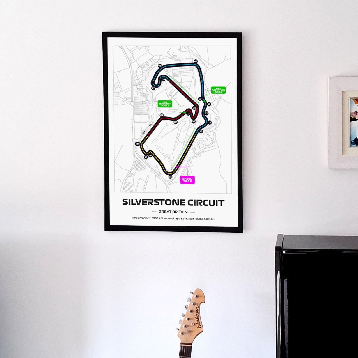 Uokvireni Silverstone F1 Poster (50x70cm)