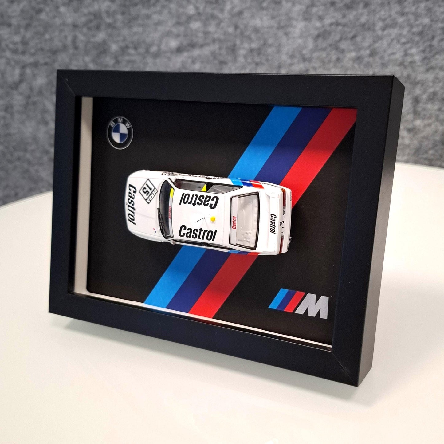 BMW M3 E30 Car Model Mounted on a Display Frame - Wall Art Gift