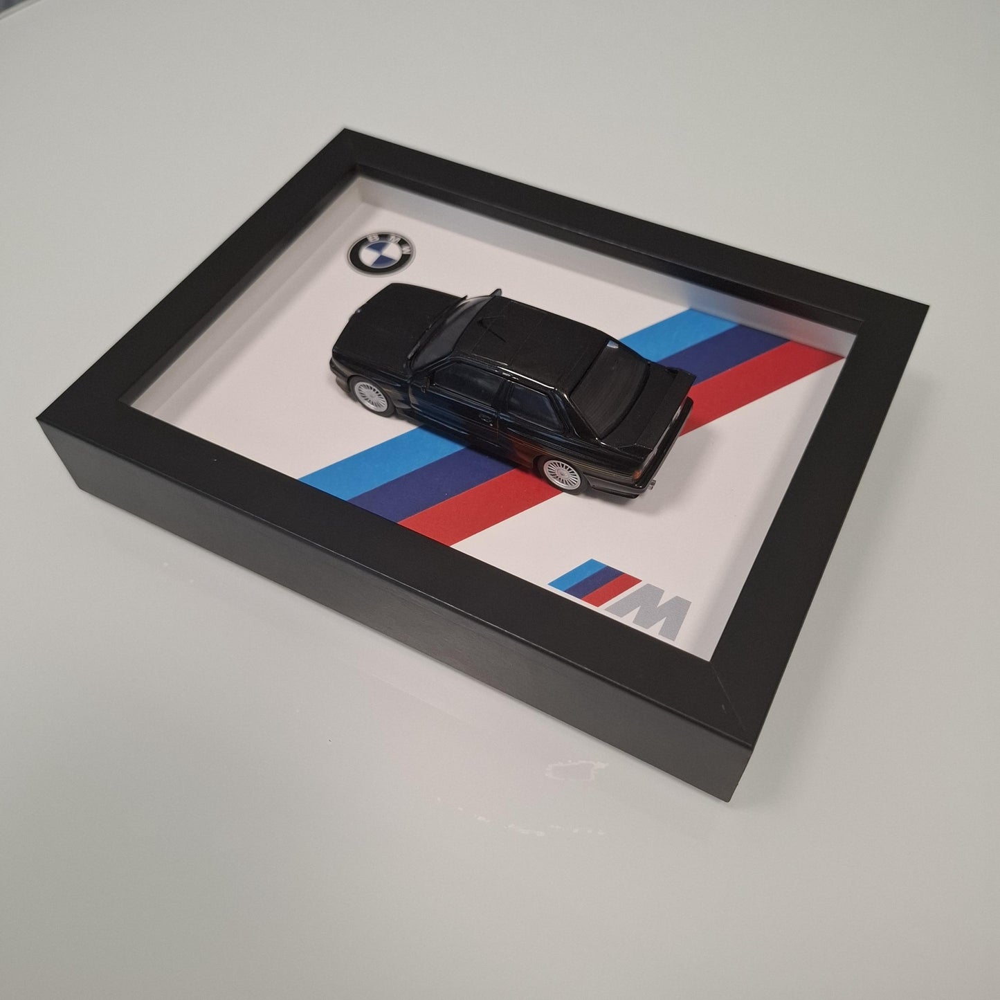 BMW M3 E30 Car Model Mounted on a Display Frame - Wall Art Gift