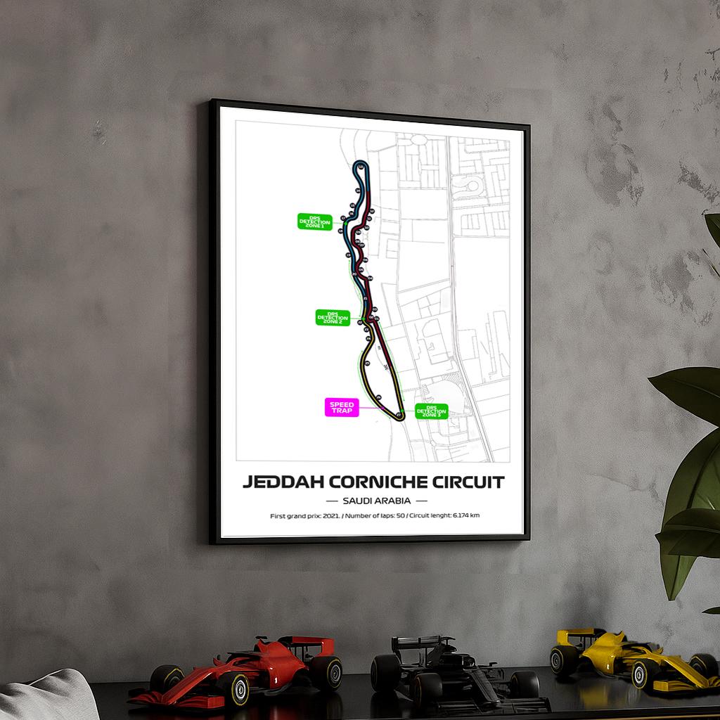 Uokvireni Formula 1 Jeddah Poster: (50x70cm)