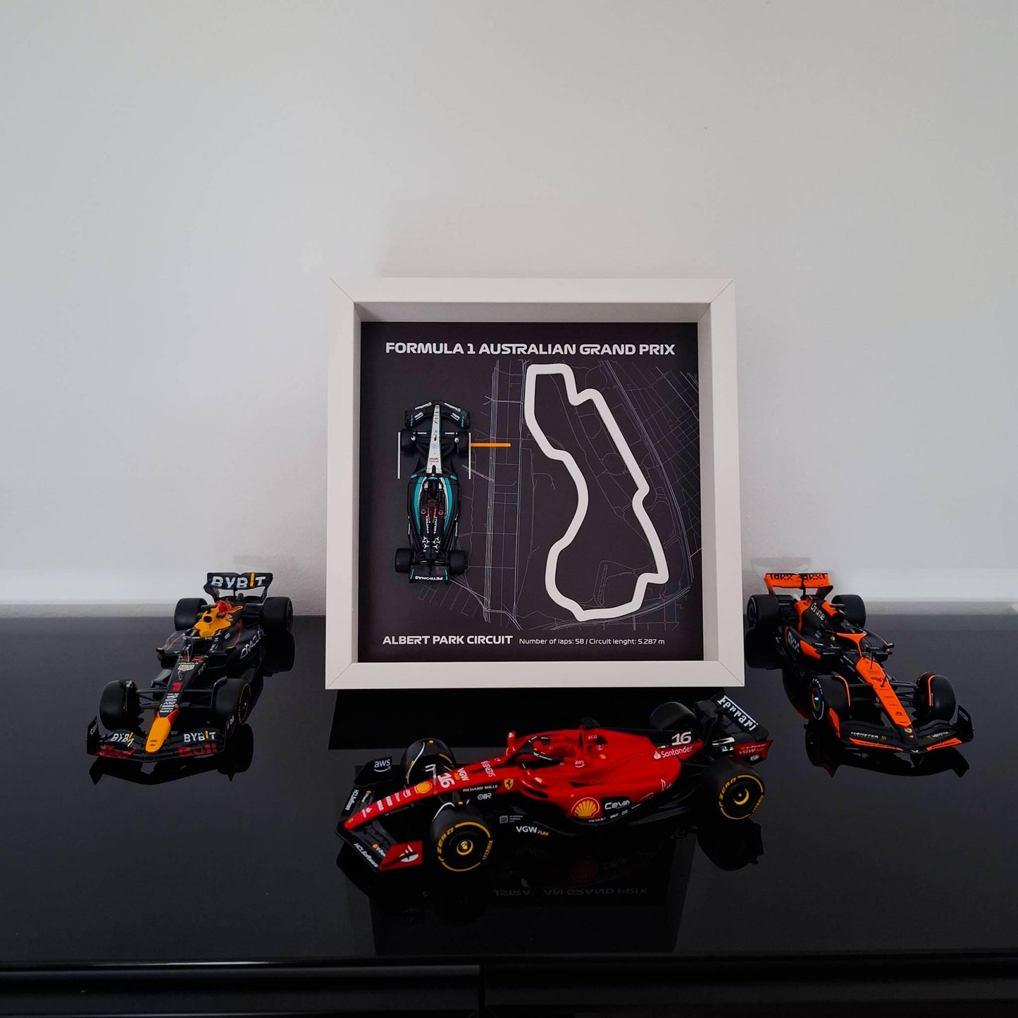 F1 Australia - Albert Park okvir: pleksiglas 3D staza s Formula 1 modelom