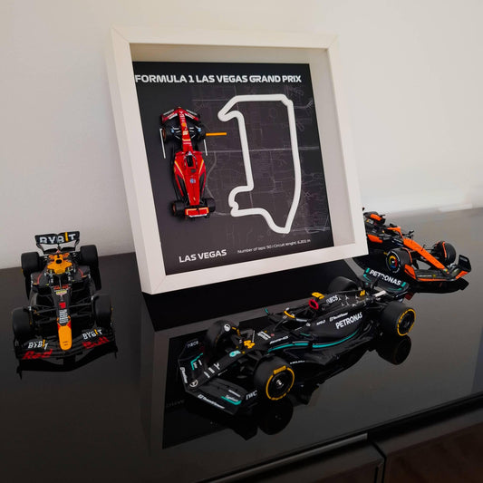 F1 Las Vegas okvir: pleksiglas 3D staza s Formula 1 modelom