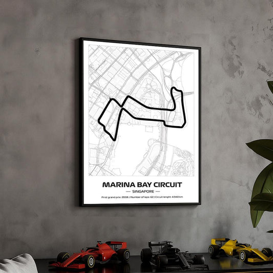 Uokvireni Formula 1 Marina Bay Poster: Singapore Grand Prix (50x70cm)
