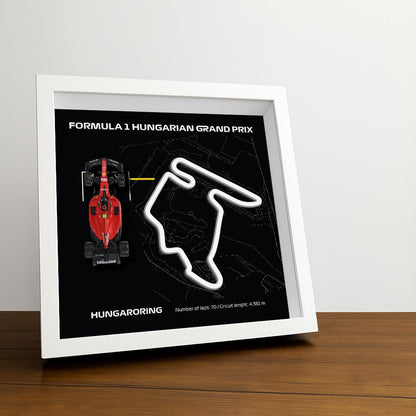 F1 Hungaroring - Hungarian okvir: pleksiglas 3D staza s Formula 1 modelom
