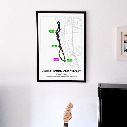 Uokvireni Formula 1 Jeddah Poster: (50x70cm)
