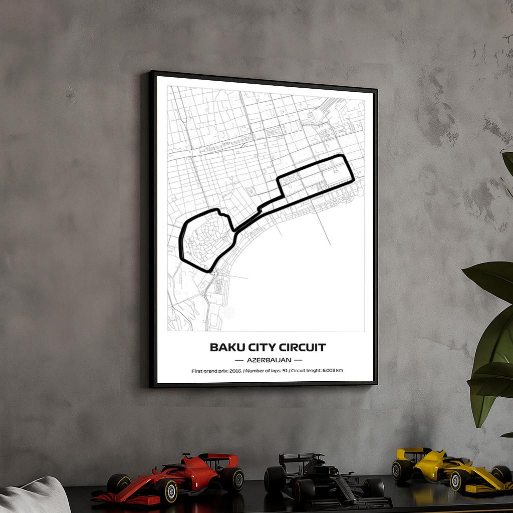 Uokvireni Baku City F1 Poster (50x70cm)