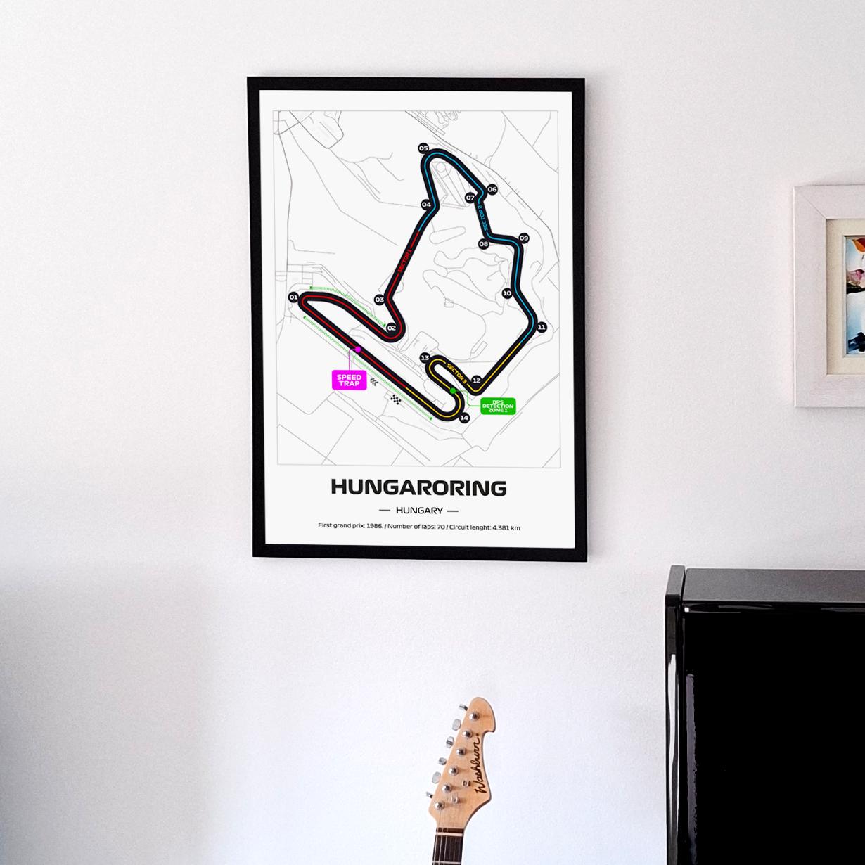 Uokvireni Hungaroring F1 Poster (50x70cm)