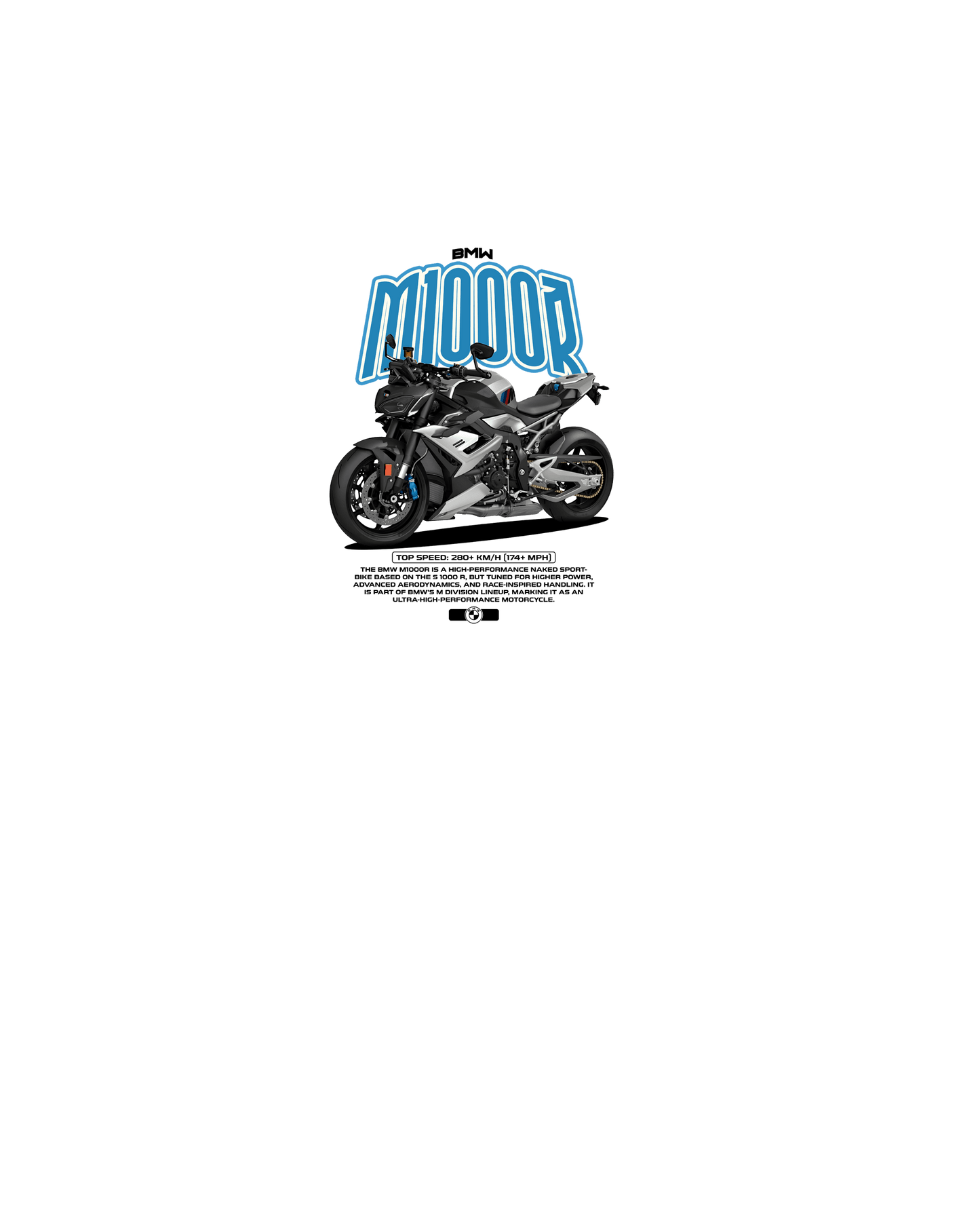 Bmwm1000R T-shirt (Various Colors and Sizes)
