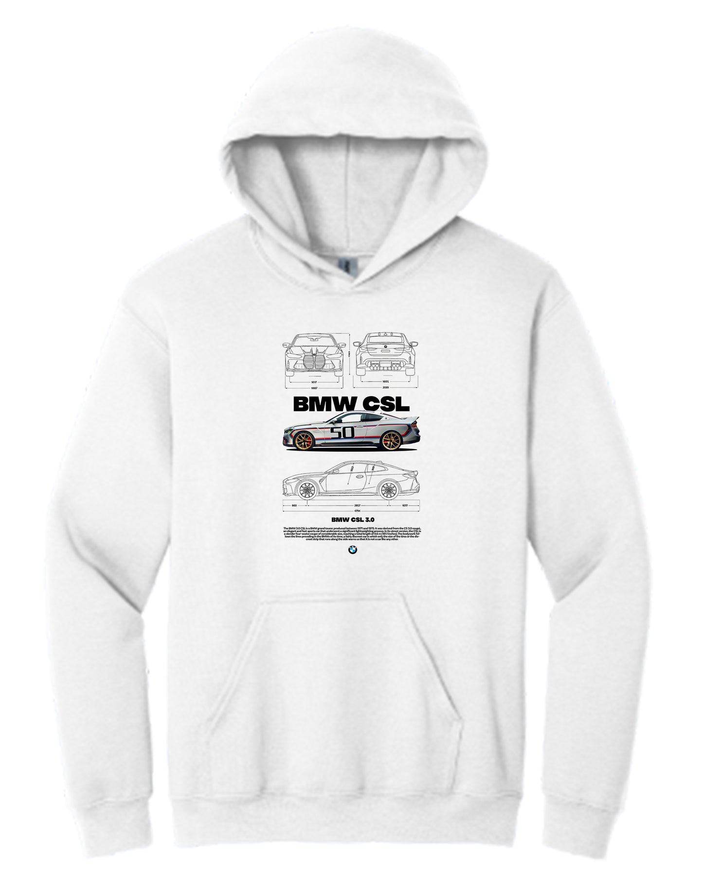 Bmw Csl 3 Hoodie (Various Colors and Sizes)