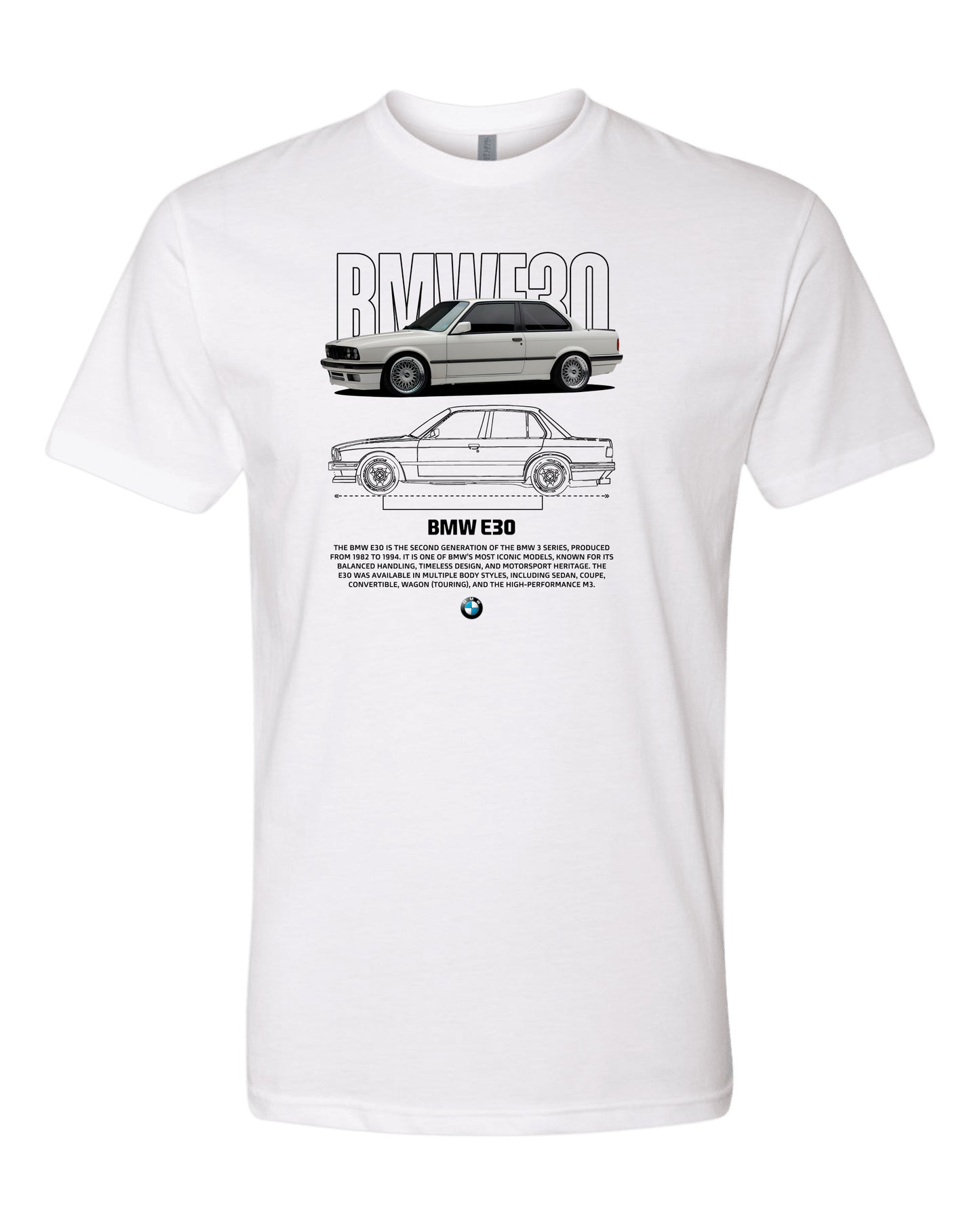 Bmw E30 4 T-shirt (Various Colors and Sizes)