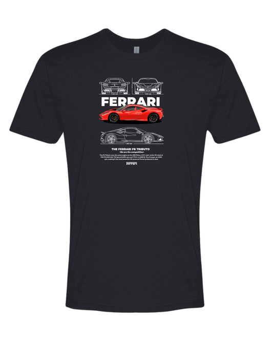 Ferrari F8 Tributo - White T-shirt (Various Colors and Sizes)