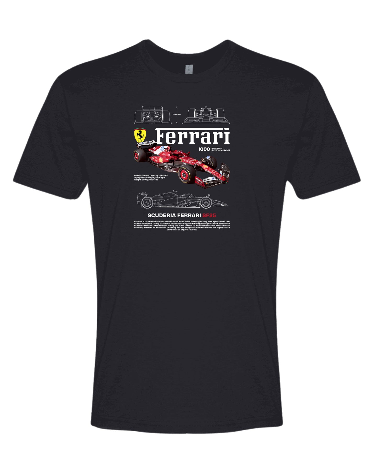 Ferrari Sf25 White T-shirt (Various Colors and Sizes)