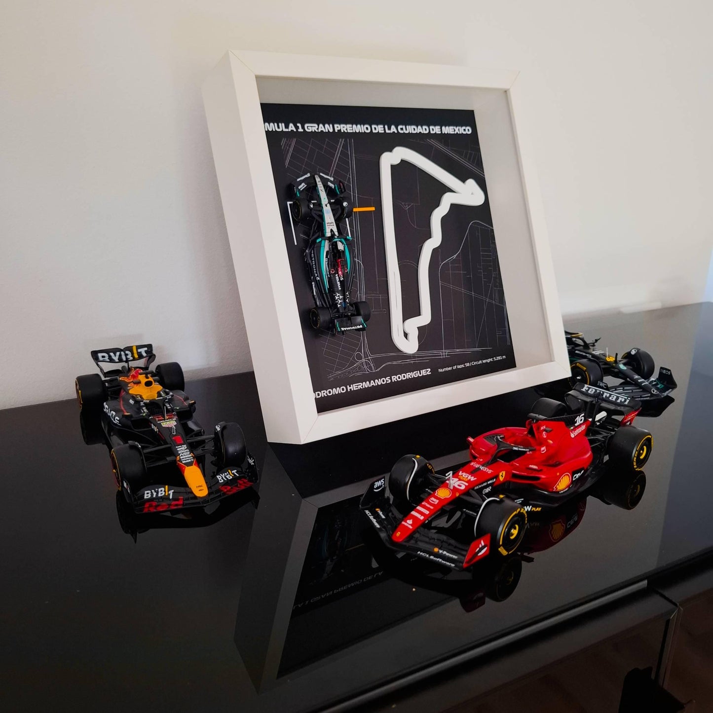 F1 Mexico - Hermanos Rodriguez okvir: pleksiglas 3D staza s Formula 1 modelom