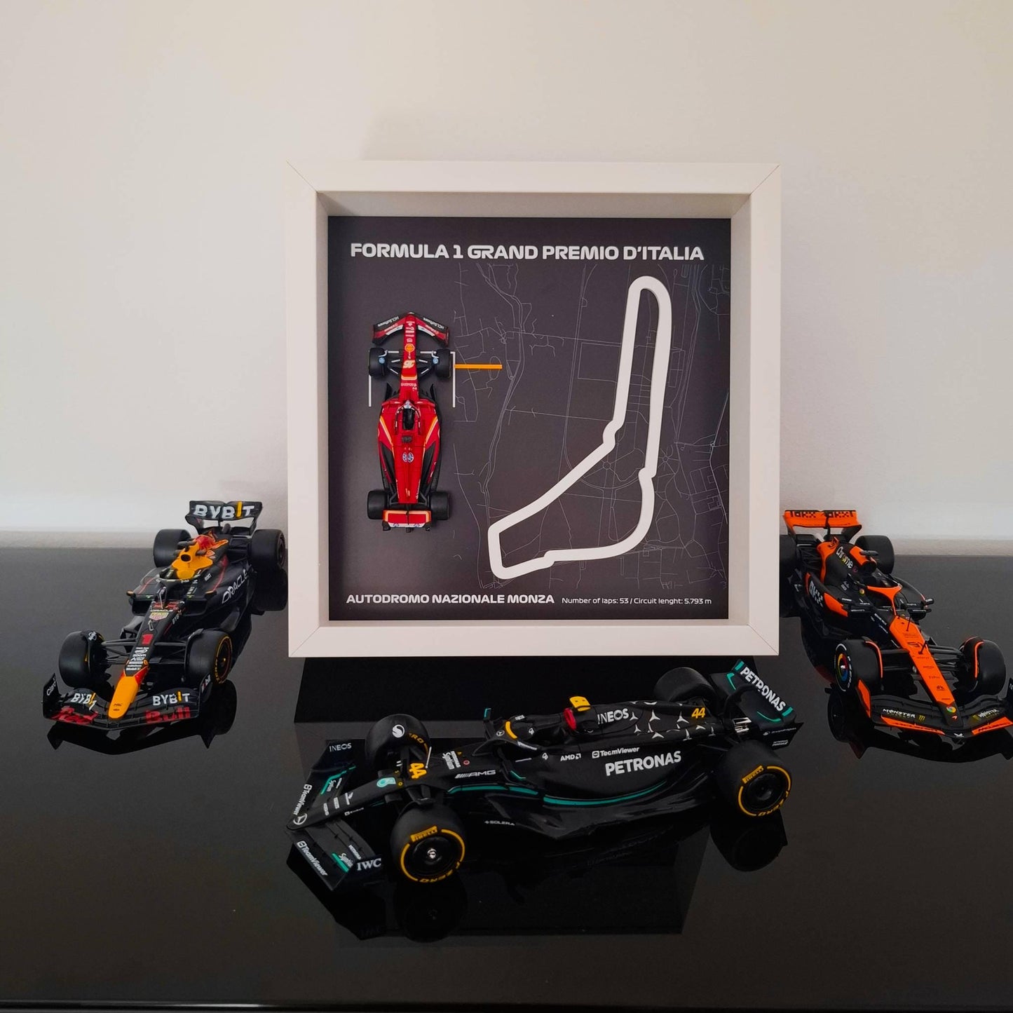 F1 Monza - D'Italia okvir: pleksiglas 3D staza s Formula 1 modelom