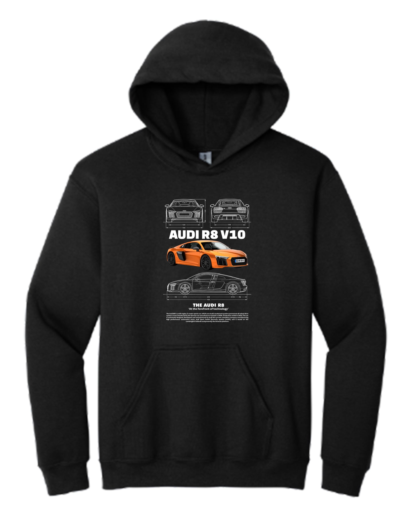 Audi R8 V10 Hoodie (Various Colors and Sizes)