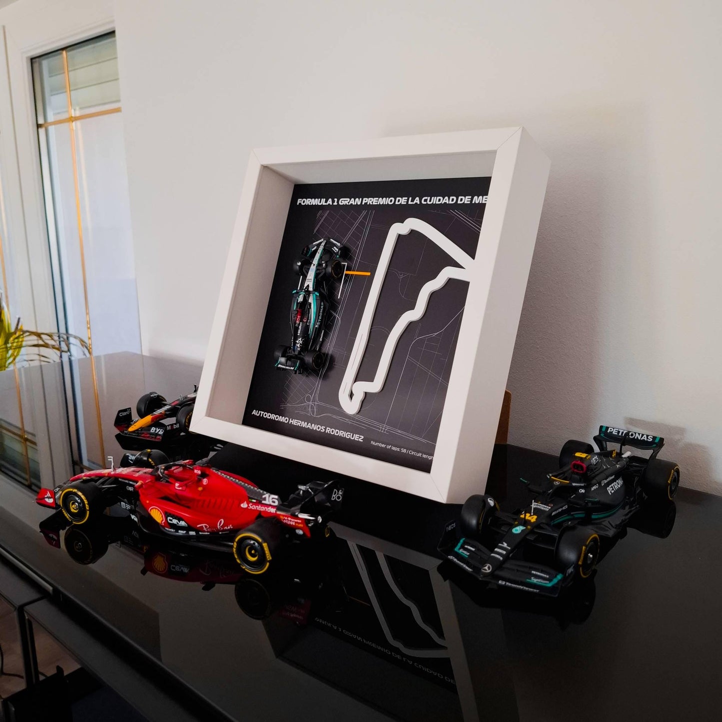F1 Mexico - Hermanos Rodriguez okvir: pleksiglas 3D staza s Formula 1 modelom