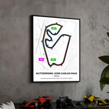 Uokvireni Interlagos F1 Poster (50x70cm)