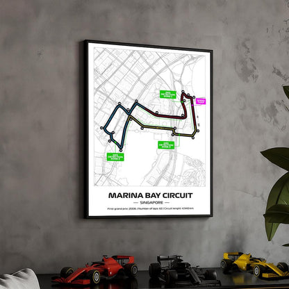 Uokvireni Formula 1 Marina Bay Poster: Singapore Grand Prix (50x70cm)