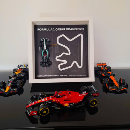 F1 Qatar - Lusail okvir: pleksiglas 3D staza s Formula 1 modelom