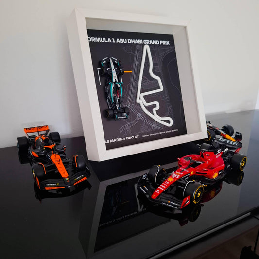 F1 Abu Dhabi - Yas Marina okvir: pleksiglas 3D staza s Formula 1 modelom