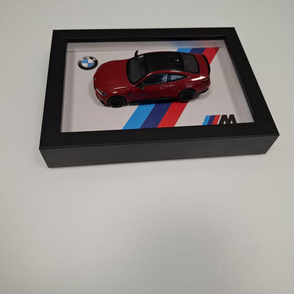 BMW M4 Car Model Mounted on a 1:43 Display Frame - Wall Art - BMW Gift for Car Enthusiasts - M Power Decor