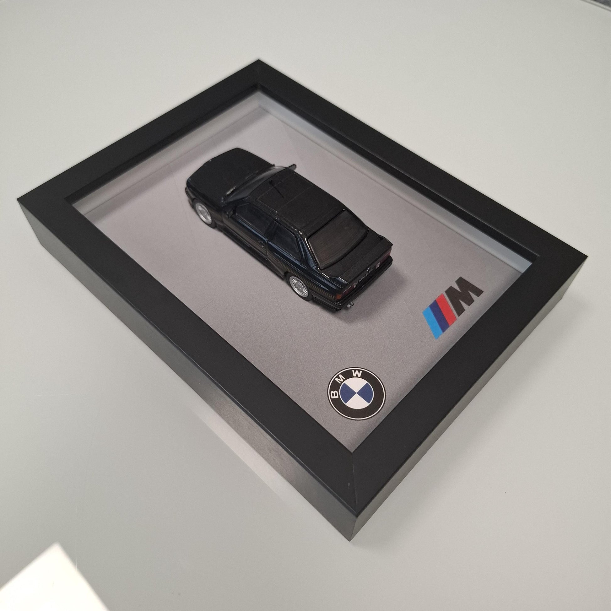 BMW M3 E30 Car Model Mounted on a Display Frame - Wall Art Gift