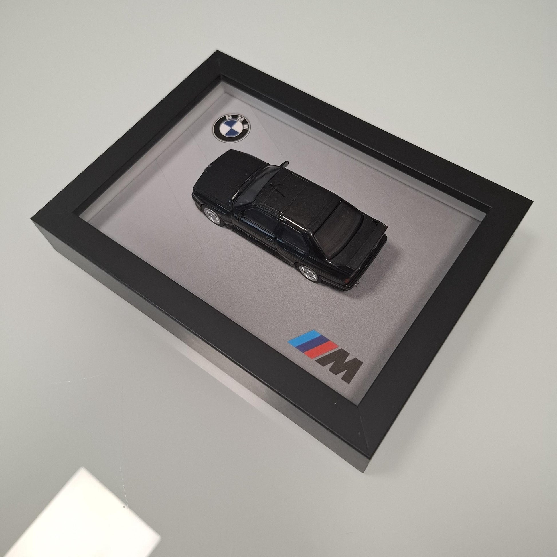 BMW M3 E30 Car Model Mounted on a Display Frame - Wall Art Gift