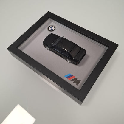 BMW M3 E30 Car Model Mounted on a Display Frame - Wall Art Gift
