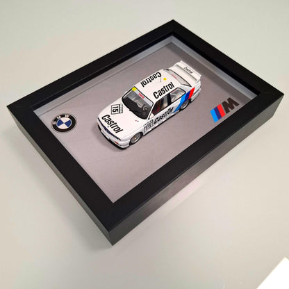 BMW M3 E30 Car Model Mounted on a Display Frame - Wall Art Gift