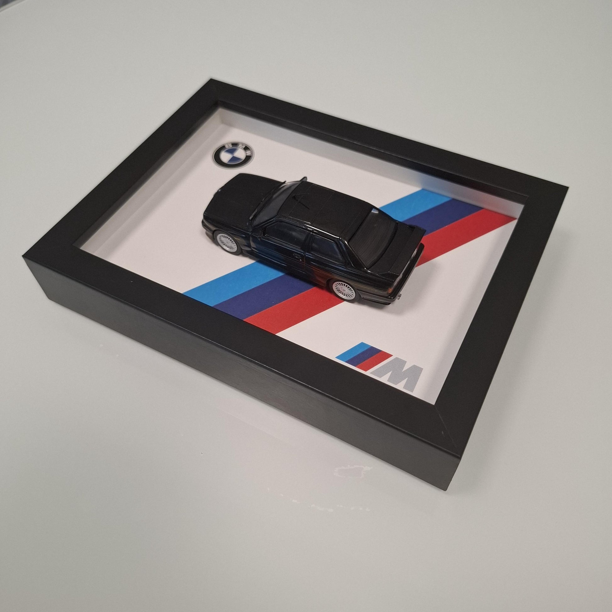 BMW M3 E30 Car Model Mounted on a Display Frame - Wall Art Gift