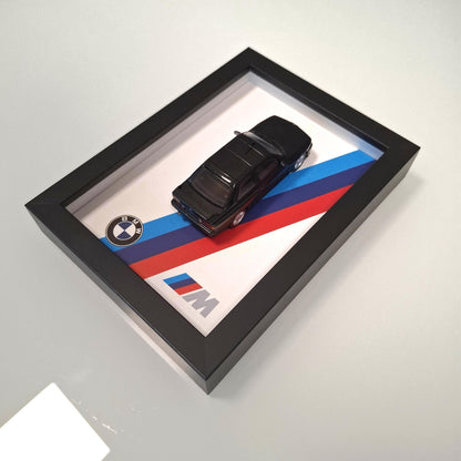 BMW M3 E30 Car Model Mounted on a Display Frame - Wall Art Gift