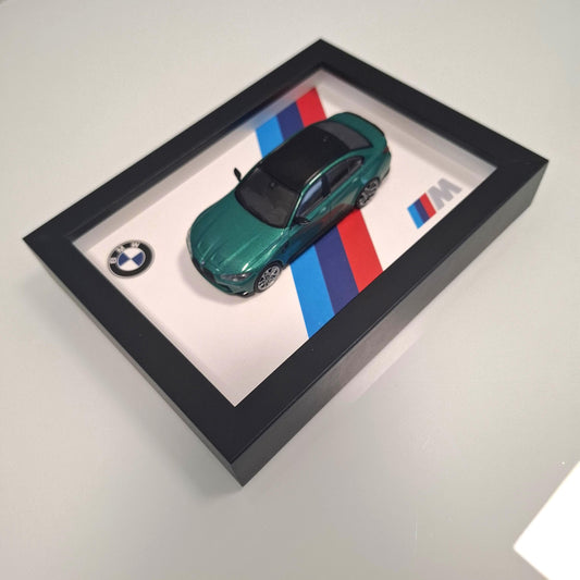 BMW M3 G80 Car Model Mounted on a Display Frame - Wall Art Gift